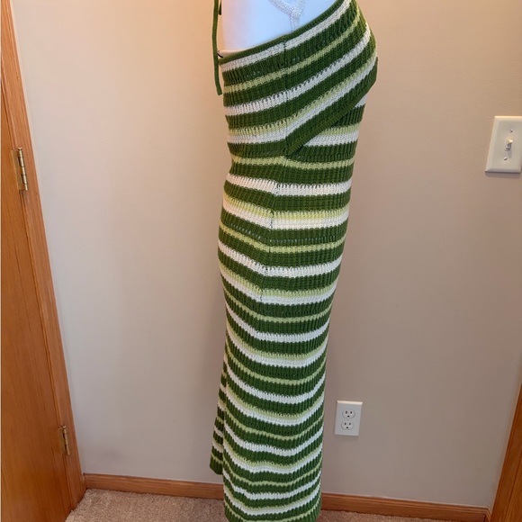 #162 Sincerely Jules Olive and Cream Striped Midi Dress. Great Condition - Picture 7 of 16